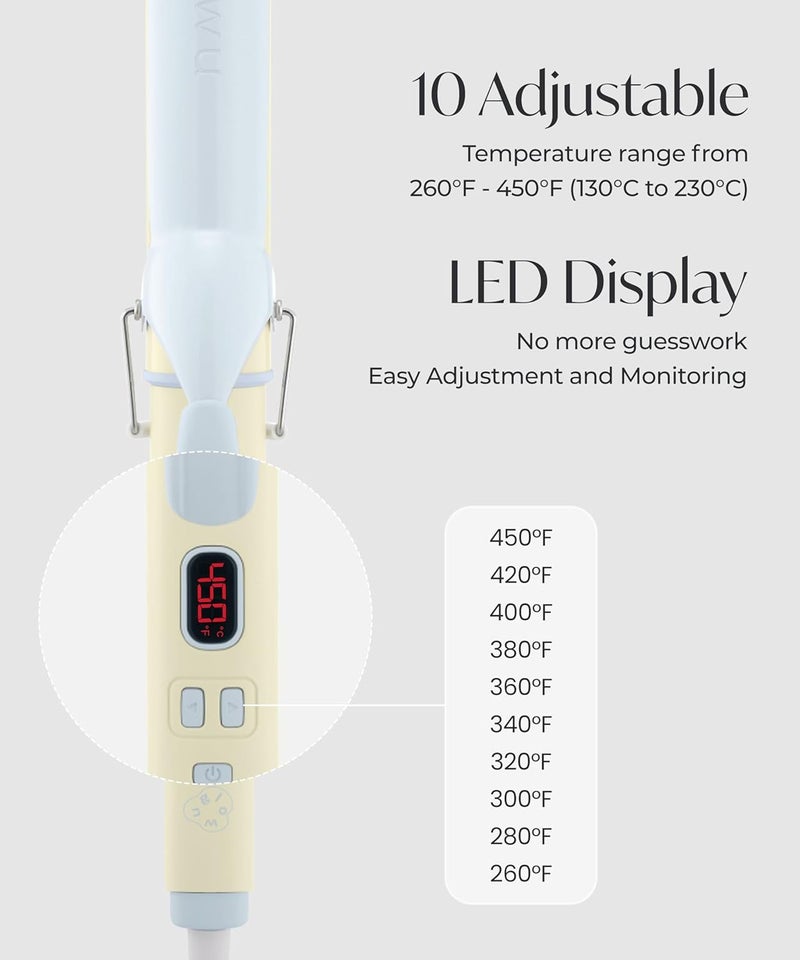 Glow Up Curling Iron 1 1/2 Inch - 7.3" Long Barrel Ceramic Hair Curler for Blowout, Beach Waves - Curling Wand Designed for Long Hair - Marshmallow - Image 5